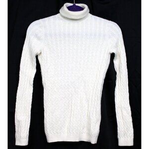 Banana Republic Women's Angora Cable Knit Sweater sz S Turtleneck Fluffy Winter